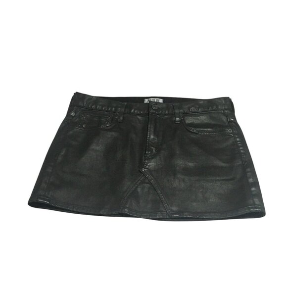 AGOLDE Women's Coated Black Jeanette Mini Skirt Stretch Size 28 Grunge Punk - Picture 10 of 16